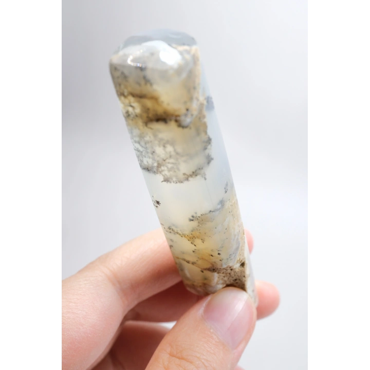 Soft Blue Tonlarında Cilalı Merlinit (Dendritik Opal) Serbest Form, 34g