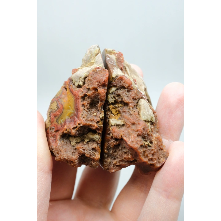 Canlı Terracotta Kırmızı Bantlı Almus Agat Parlatılmış Çifti