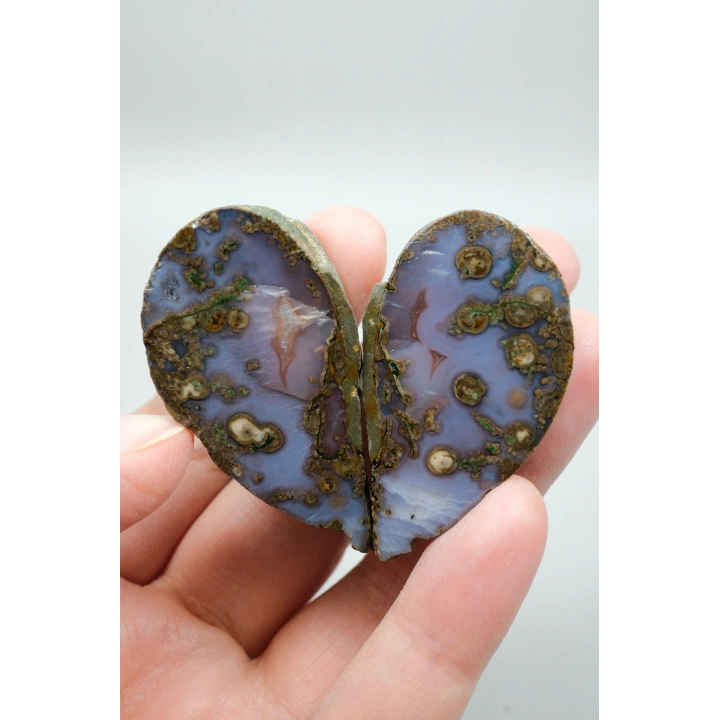 Violet & Bronze Plume Karadeniz Akik Çifti