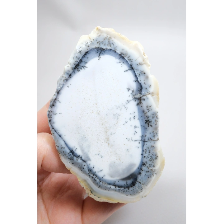 Beyaz ve Mavi Merlinit – Dumanlı Mavi Bantlı Dendritik Opal, 380g