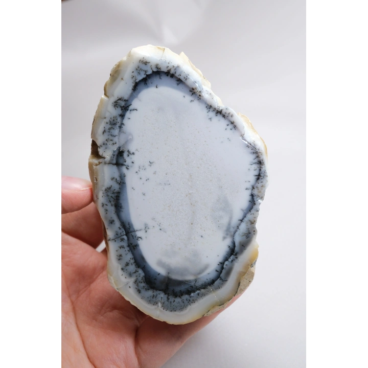 Beyaz ve Mavi Merlinit – Dumanlı Mavi Bantlı Dendritik Opal, 380g