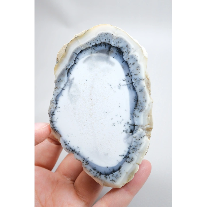 Beyaz ve Mavi Merlinit – Dumanlı Mavi Bantlı Dendritik Opal, 380g