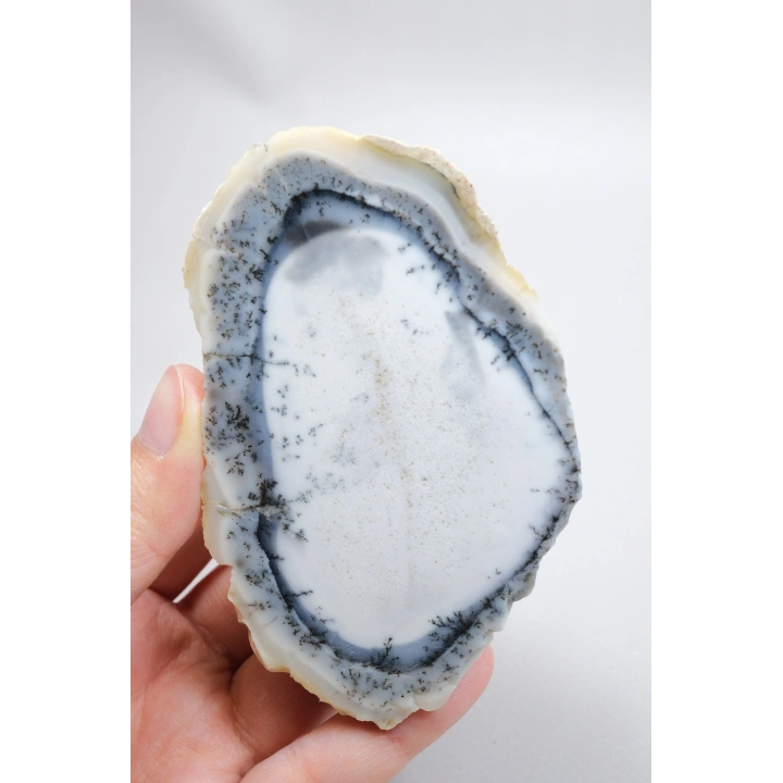 Beyaz ve Mavi Merlinit – Dumanlı Mavi Bantlı Dendritik Opal, 380g