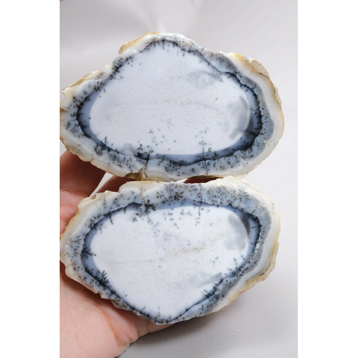Beyaz ve Mavi Merlinit – Dumanlı Mavi Bantlı Dendritik Opal, 380g