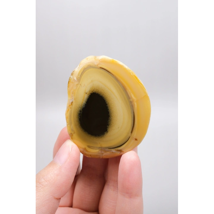 Sarı Dendritik Opal (Merlinit) Cilalanmış Dilim - Siyah Delik Dendritler | Sezgi, Gölge Çalışması ve İçgörü Taşı, 48g