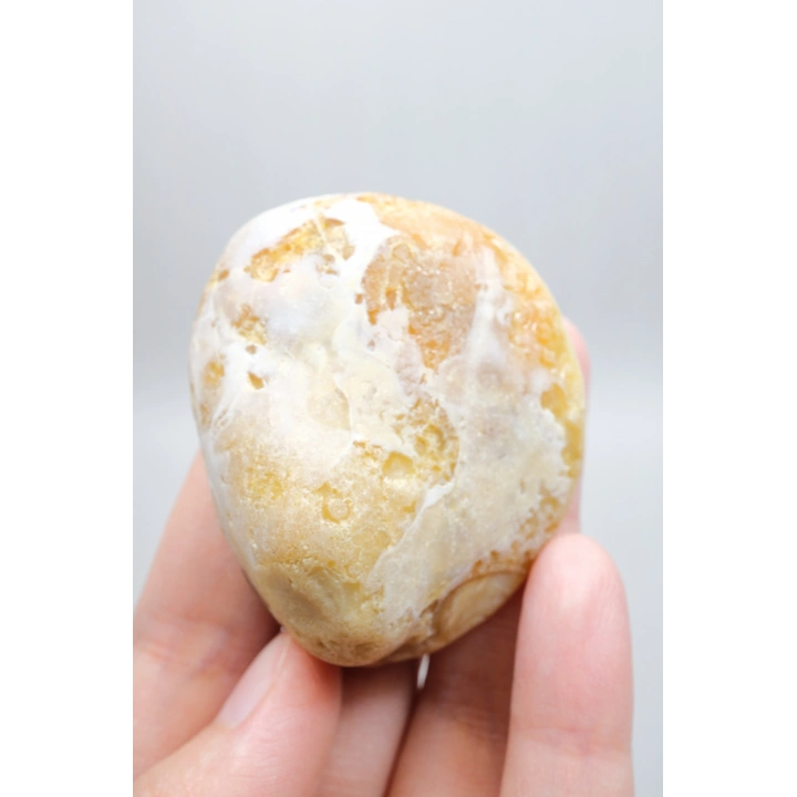 Sarı Dendritik Opal (Merlinit) Cilalanmış Dilim - Siyah Delik Dendritler | Sezgi, Gölge Çalışması ve İçgörü Taşı, 48g
