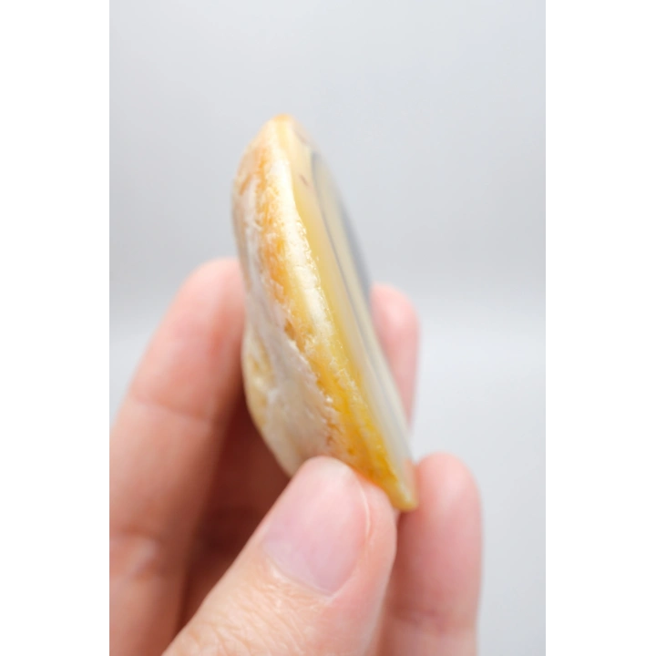 Sarı Dendritik Opal (Merlinit) Cilalanmış Dilim - Siyah Delik Dendritler | Sezgi, Gölge Çalışması ve İçgörü Taşı, 48g