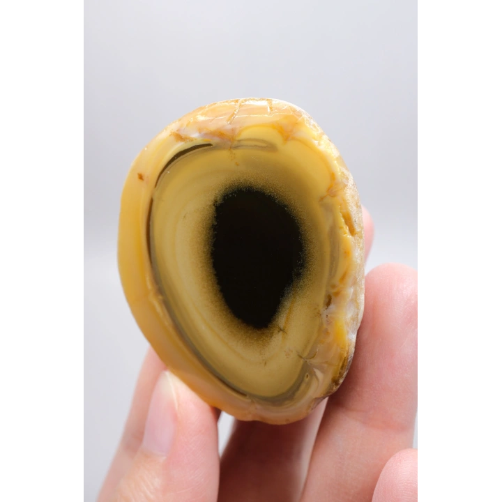 Sarı Dendritik Opal (Merlinit) Cilalanmış Dilim - Siyah Delik Dendritler | Sezgi, Gölge Çalışması ve İçgörü Taşı, 48g