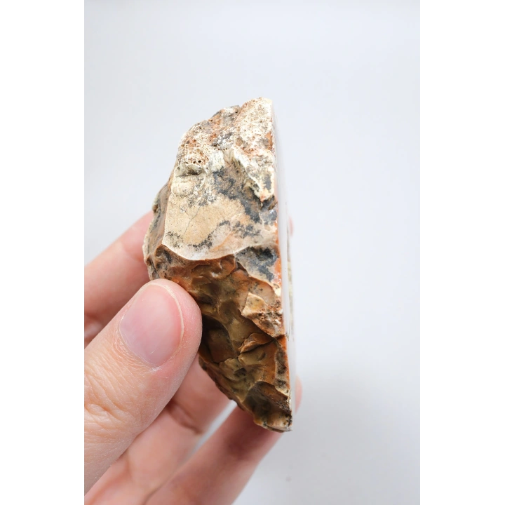 Sarı Merlinit Jeot – Hardal ve Zeytin Dendritik Opal ile Orta Kısmında Druzy Boşluk, 117g