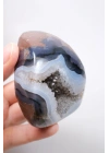 Ametist Akik Serbest Form, Tamamen Cilalanmış Parıldayan Druzy Cep & Bantlı Oniks Akik, 153g