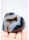 Ametist Akik Serbest Form, Tamamen Cilalanmış Parıldayan Druzy Cep & Bantlı Oniks Akik, 153g