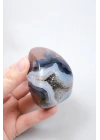 Ametist Akik Serbest Form, Tamamen Cilalanmış Parıldayan Druzy Cep & Bantlı Oniks Akik, 153g