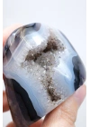 Ametist Akik Serbest Form, Tamamen Cilalanmış Parıldayan Druzy Cep & Bantlı Oniks Akik, 153g