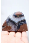Ametist Akik Serbest Form, Tamamen Cilalanmış Parıldayan Druzy Cep & Bantlı Oniks Akik, 153g