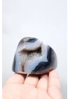 Ametist Akik Serbest Form, Tamamen Cilalanmış Parıldayan Druzy Cep & Bantlı Oniks Akik, 153g