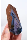 Amethyst Agate Freeform, Point Slab with Violet Druzy Pocket, Blue Bands & Terracotta Matrix, 69g