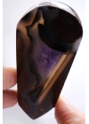 Amethyst Agate Freeform, Point Slab with Violet Druzy Pocket, Blue Bands & Terracotta Matrix, 69g