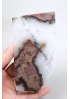 Ametist Akik Dilimi Merkezinde Yıldızlı Kuvars Gözü, Terrakota Matris ve Doğal Kenar, 150g
