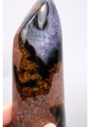 Mor Ametist Akik Kule Noktası, Siyah Çizgili ve Mor Druzy ile Cilalanmış Obelisk, 223g