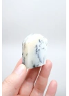 Piedra de Bolsillo Pulida en Forma Libre Merlinita en Blanco y Negro - Ópalo Dendrítico de Nieve Azul-Negro