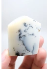 Piedra de Bolsillo Pulida en Forma Libre Merlinita en Blanco y Negro - Ópalo Dendrítico de Nieve Azul-Negro