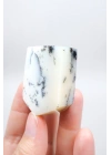 Piedra de Bolsillo Pulida en Forma Libre Merlinita en Blanco y Negro - Ópalo Dendrítico de Nieve Azul-Negro
