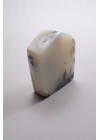 Piedra de Bolsillo Pulida en Forma Libre Merlinita en Blanco y Negro - Ópalo Dendrítico de Nieve Azul-Negro
