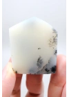 Piedra de Bolsillo Pulida en Forma Libre Merlinita en Blanco y Negro - Ópalo Dendrítico de Nieve Azul-Negro