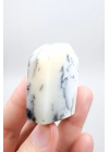 Piedra de Bolsillo Pulida en Forma Libre Merlinita en Blanco y Negro - Ópalo Dendrítico de Nieve Azul-Negro