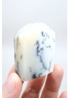 Piedra de Bolsillo Pulida en Forma Libre Merlinita en Blanco y Negro - Ópalo Dendrítico de Nieve Azul-Negro