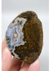 Paire dagate de la mer Noire, agate à plume brune et agate bandée lavande