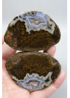 Paire dagate de la mer Noire, agate à plume brune et agate bandée lavande