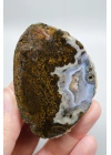 Paire dagate de la mer Noire, agate à plume brune et agate bandée lavande