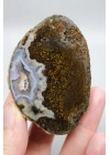Paire dagate de la mer Noire, agate à plume brune et agate bandée lavande