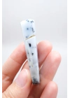 Forma libre pulida de Merlinita Azul y Blanca - Ópalo Dendrítico Azul Hielo