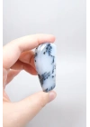 Forma libre pulida de Merlinita Azul y Blanca - Ópalo Dendrítico Azul Hielo