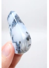Forma libre pulida de Merlinita Azul y Blanca - Ópalo Dendrítico Azul Hielo