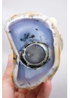Tranche dOpale dendritique bleue et jaune (Merlinite) avec une frappante formation naturelle en œil, 299g