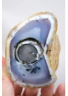 Tranche dOpale dendritique bleue et jaune (Merlinite) avec une frappante formation naturelle en œil, 299g