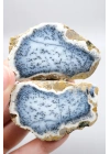 Mavi Dendrit Opal Çifti • Beyaz İçeriğe Sahip Opal