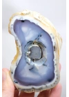 Blue Yellow Dendritic Opal Slice (Merlinite) – Polished Both Sides, Natural Eye Core, 327g