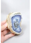 Blue Yellow Dendritic Opal Slice (Merlinite) – Polished Both Sides, Natural Eye Core, 327g