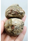 Carnelian Kırmızı ve Hardal Sarısı Bantlı Siyah Deniz Akik Çifti, 167g