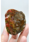 Carnelian Kırmızı ve Hardal Sarısı Bantlı Siyah Deniz Akik Çifti, 167g