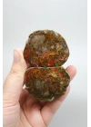 Carnelian Kırmızı ve Hardal Sarısı Bantlı Siyah Deniz Akik Çifti, 167g