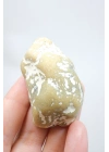 Common Opal Half – Hardal Sarısı, Kömür Siyahı ve Mavi Kalcedon Çekirdek Dilim, 41g