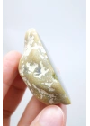 Common Opal Half – Hardal Sarısı, Kömür Siyahı ve Mavi Kalcedon Çekirdek Dilim, 41g