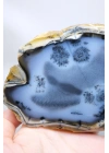 Lámina de Merlinita Azul Oscuro (Ópalo Dendrítico) - Matriz translúcida con Dendritas Negras Flotantes, 561g