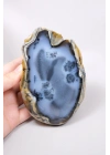 Lámina de Merlinita Azul Oscuro (Ópalo Dendrítico) - Matriz translúcida con Dendritas Negras Flotantes, 561g