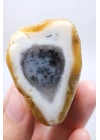 Dendritik Opal Kış Ormanı Dilimi - Cilalı Merlinite Portal - Mavi ve Beyaz Dendritik İçerik
